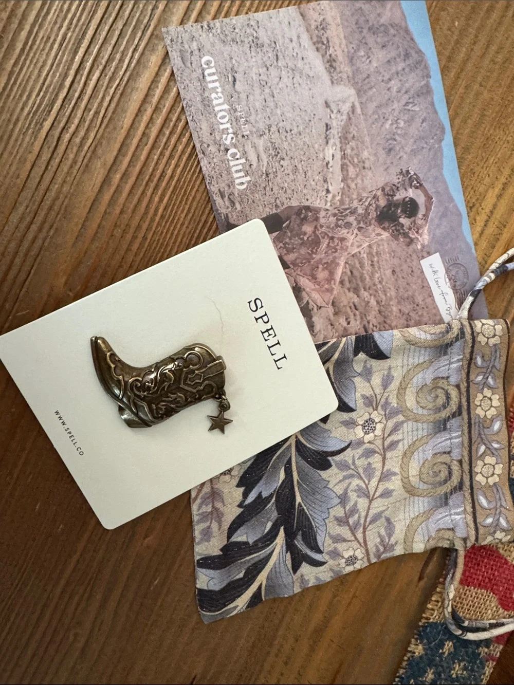 SPELL Bronze Western Boot Pin with Star Charm Curator Gift
